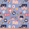 Printed Cotton INLOVE Blue / Pink
